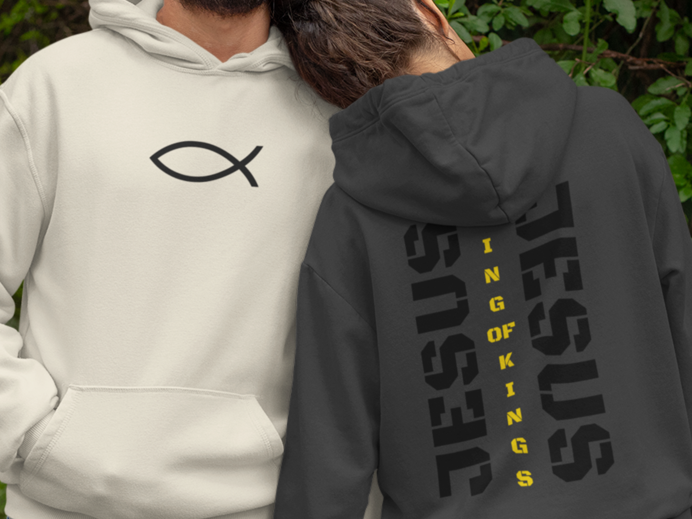 Jesus Is King of Kings - Ichthys "Fish" - Unisex Essential Organic Hoodie