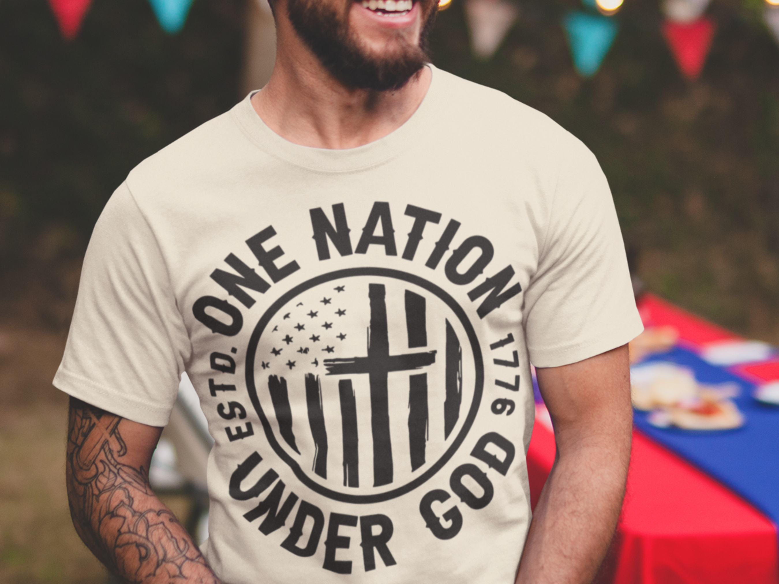 One Nation Under God – Premium Patriotic Christian Tee