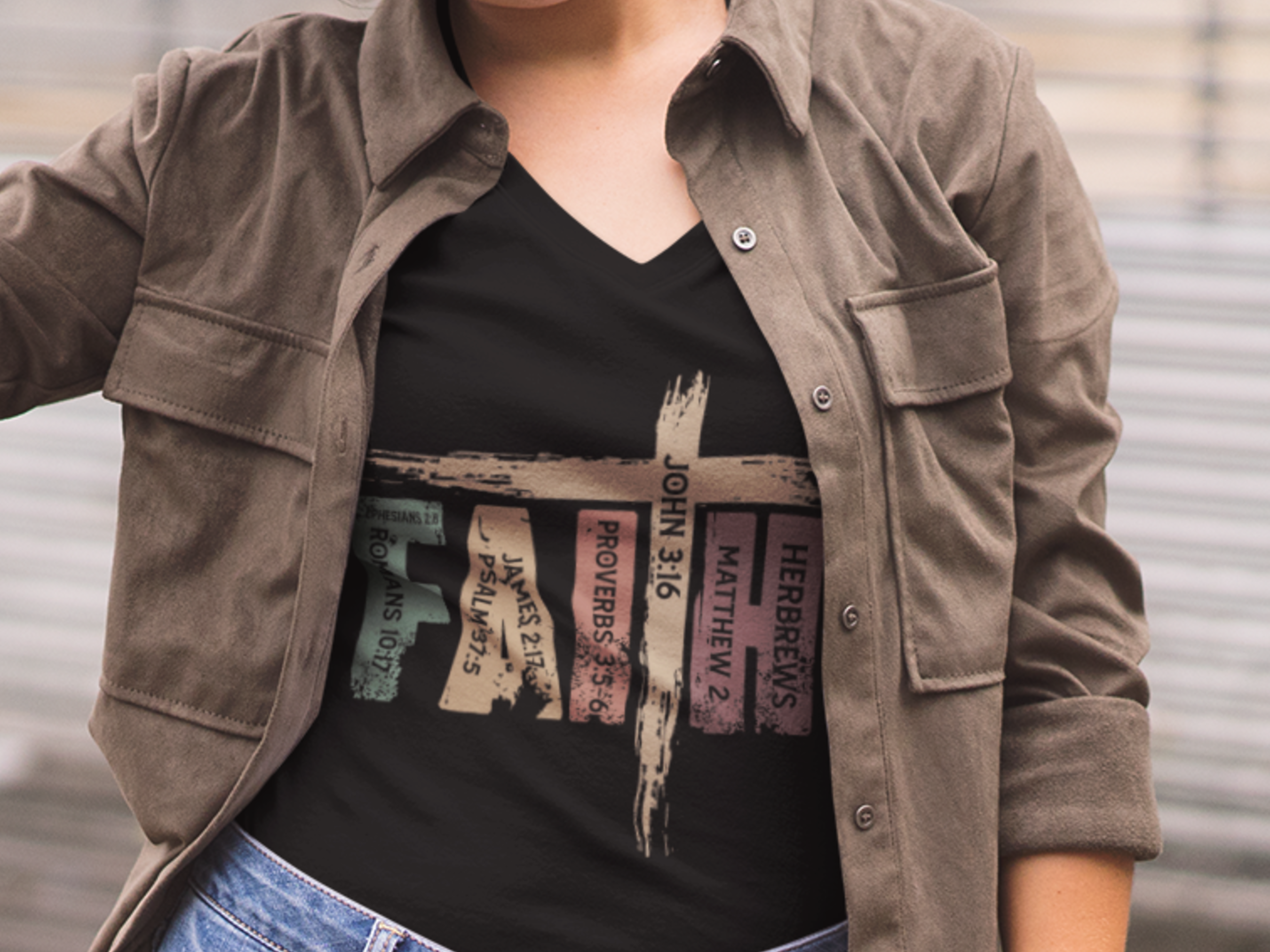 Women’s relaxed V-neck Faith t-shirt