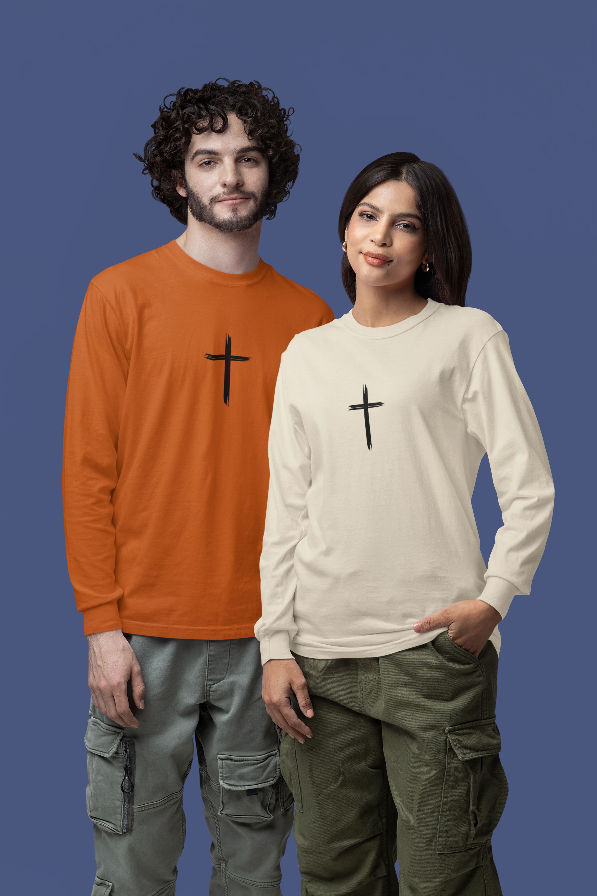 Distressed Cross - 100% Premium Heavyweight Long Sleeve