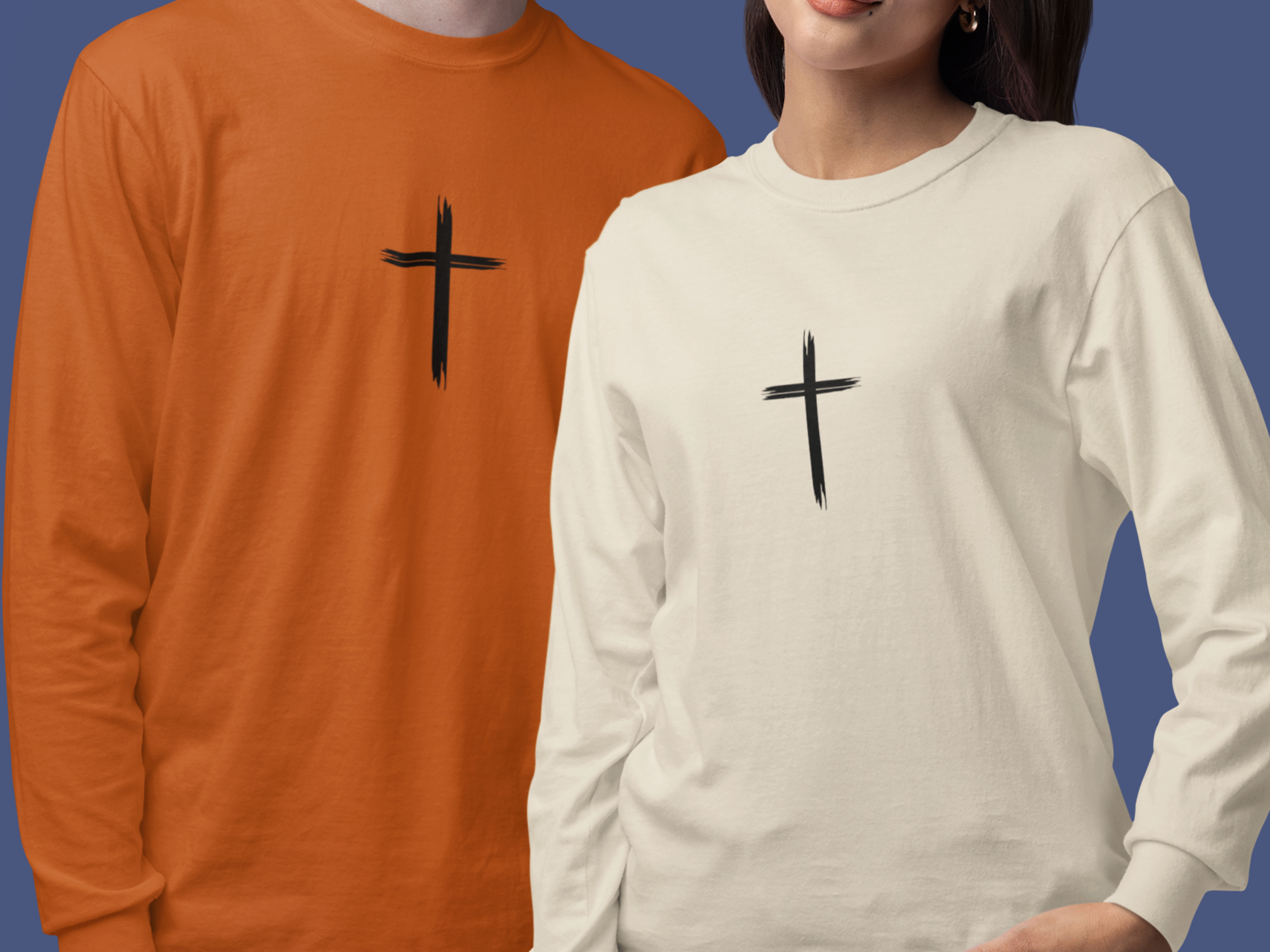 Distressed Cross - 100% Premium Heavyweight Long Sleeve