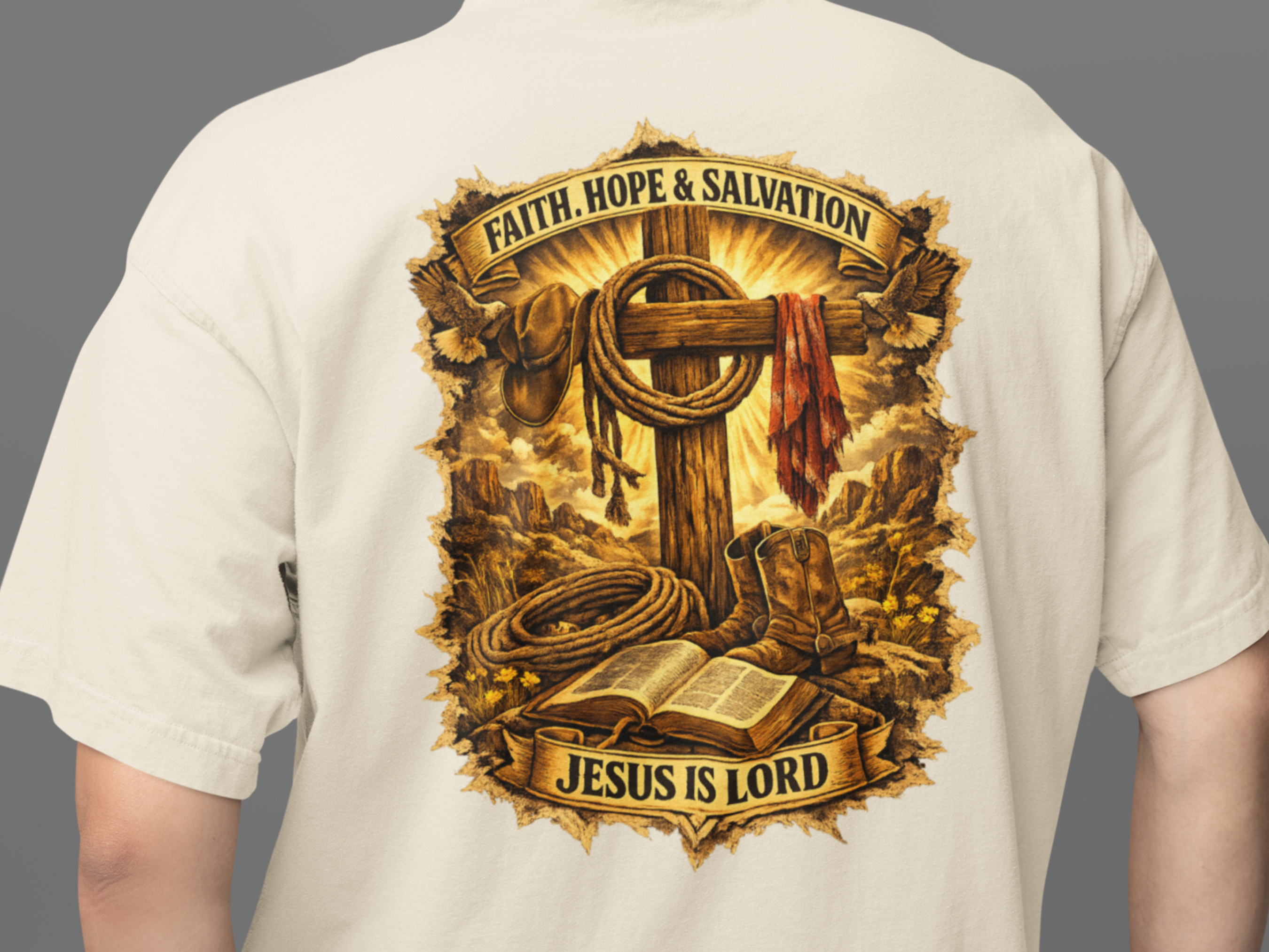 Christian Cowboy - 100% Cotton Faded T-Shirt