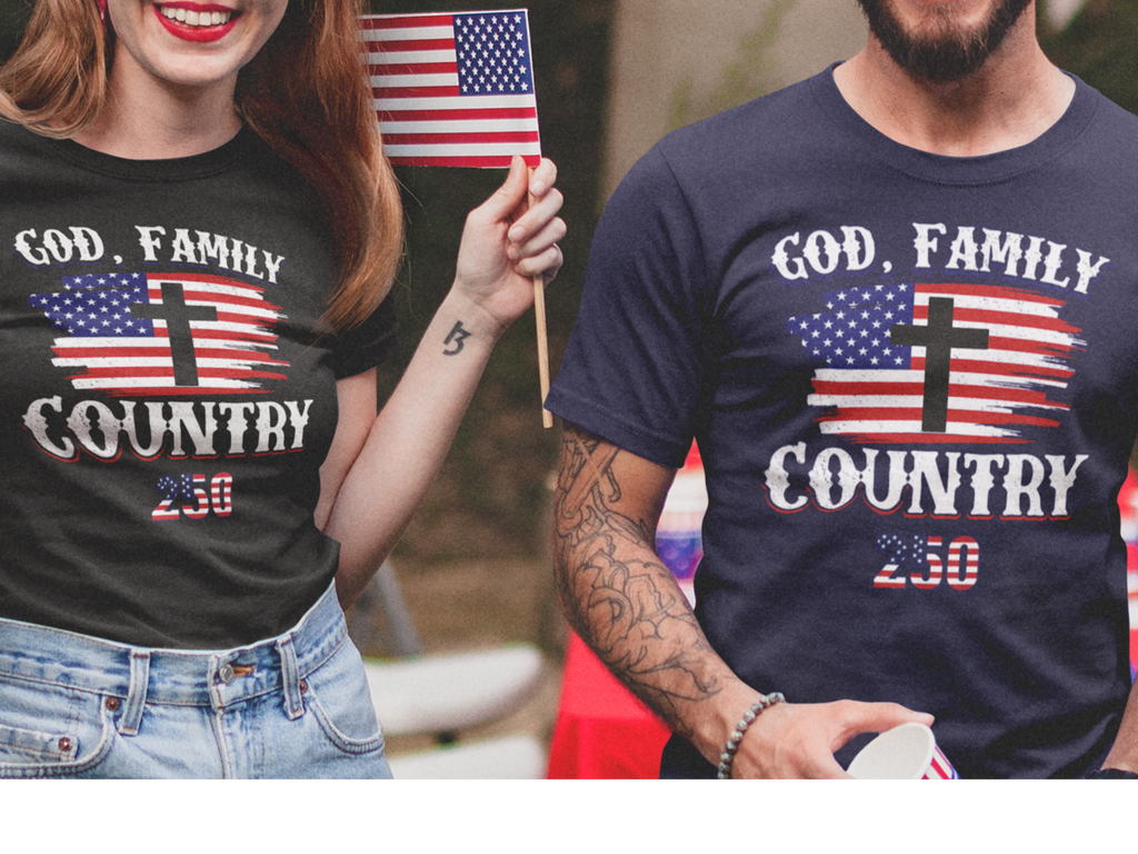 GOD, FAMILY, COUNTRY - 100% Cotton T-Shirt