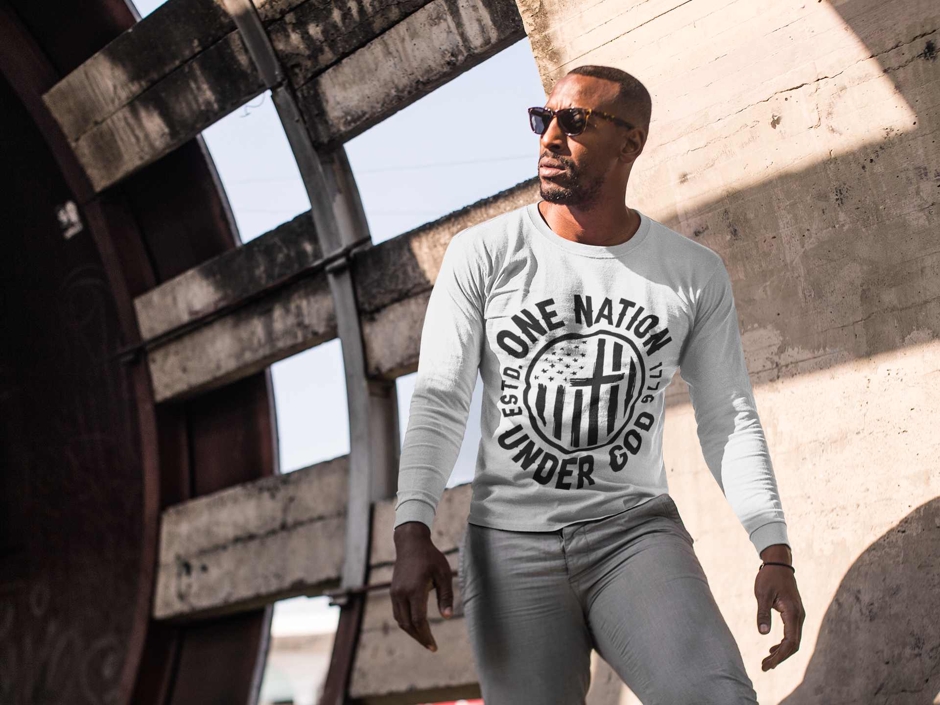 T-Shirt - One Nation Under God Long Sleeve Tee