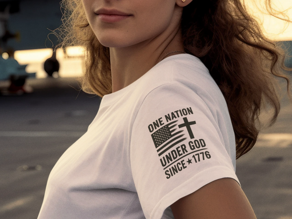 One Nation Under God Sleeves Only - 100% Cotton Fitted T-Shirt