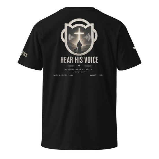 Hear His Voice – John 10:27 Premium Christian Tee
